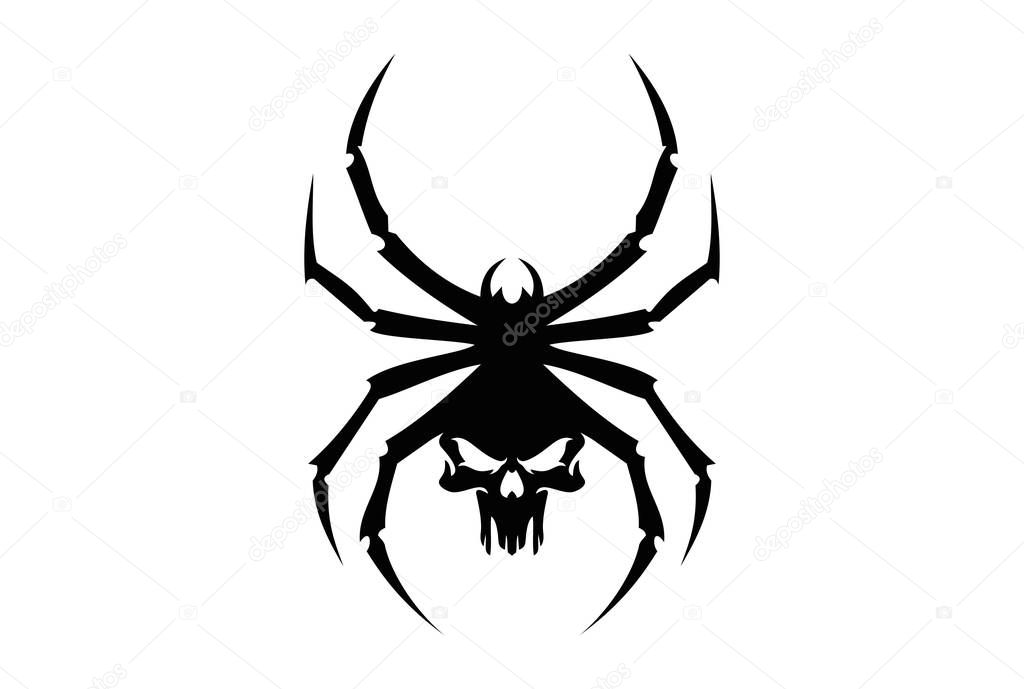Black spider skull logo tribal icon