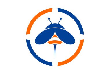 Soyut arı logo kavramı simge marka mavi ve turuncu renk ile