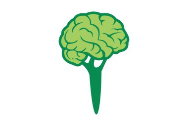 Soyut brokoli beyin logo simge vektör marka yeşil renk için