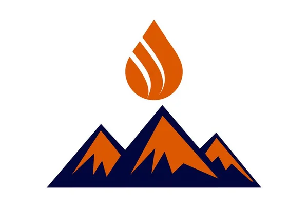 Αφηρημένη Βουνό Φωτιά Λογότυπο Εικονίδιο Διάνυσμα Έννοια Επίπεδη Σχεδίαση — Διανυσματικό Αρχείο