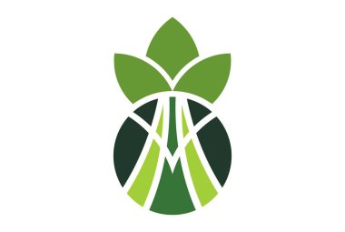 Soyut ananas mektup m logo simge vektör kavramı düz tasarımı