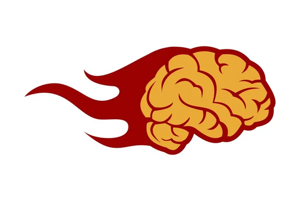 Gehirn Feuer Symbol Abstrakt Logo Vektor Konzept Flaches Design — Stockvektor