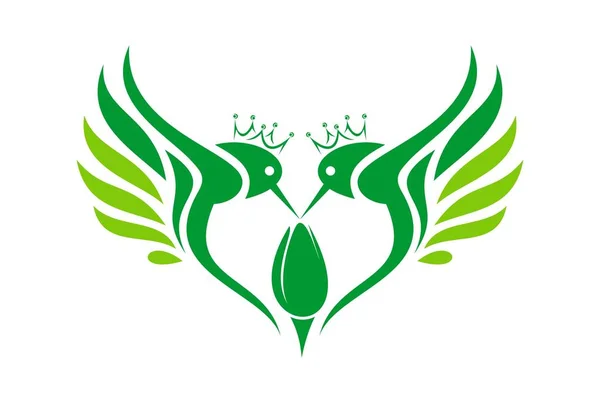sinek kuşlarının Kral soyut aşk simgesi logo vektör kavramı düz tasarım