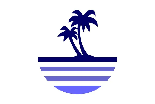 Isola Arcipelago Spiaggia Astratto Logo Icona Vettore Concetto Design Piatto — Vettoriale Stock