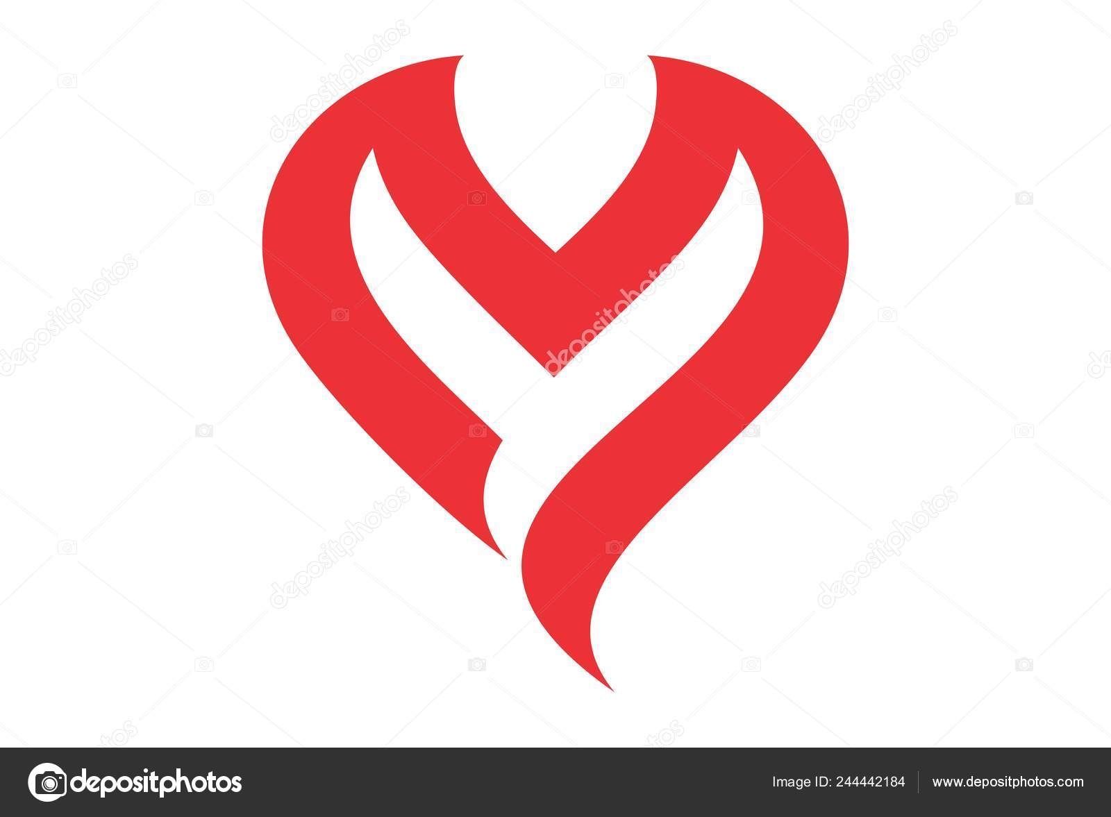 Letter Love Heart Logo Icon Vector Concept Flat Design Stock ...