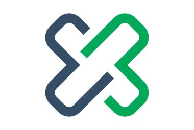 mektup x kutsal kişilerin resmi logo kavramı vektör kavramı düz tasarımı