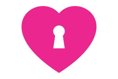 Kilit kalp aşk logo simge vektör kavramı düz tasarımı