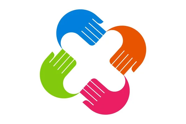 Γράμμα Χέρι Δάκτυλα Χρώμα Λογότυπο Εικονίδιο Διάνυσμα Έννοια Επίπεδη Σχεδίαση — Διανυσματικό Αρχείο
