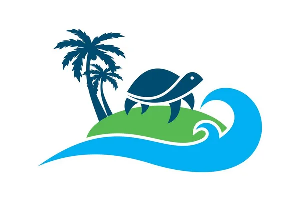Żółwia Wyspa Archipelagu Koncepcja Logo Ikona Wektor Koncepcja Płaska Konstrukcja — Wektor stockowy