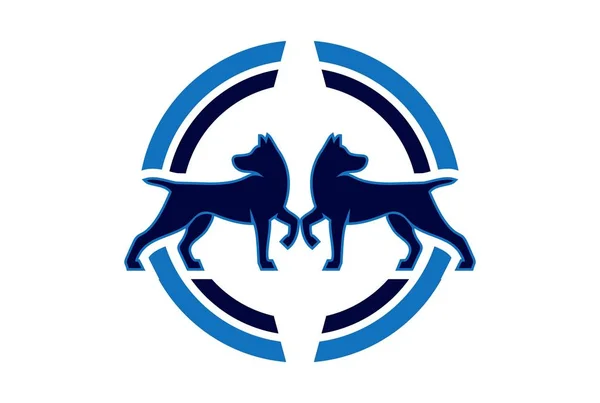 Two Dog Abstract Concept Logo Icon Vector Concept Flat Design — Stock Vector
