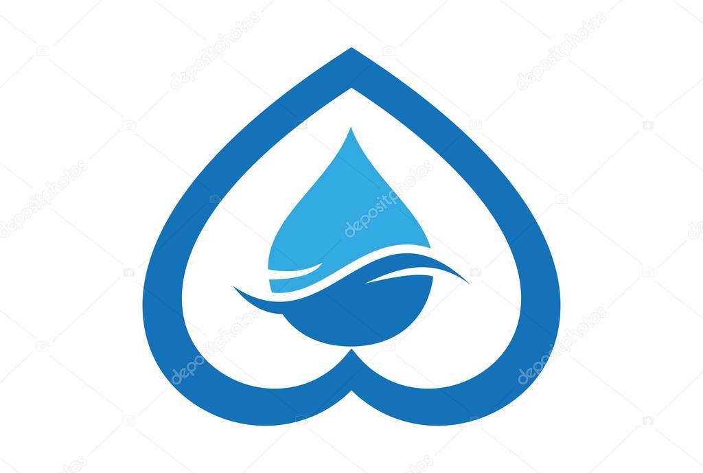 Water love blue concept logo icon vector concept flat design