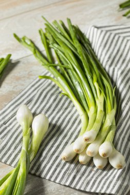 Raw Green Organic Spring Bulb Onions Ready to Cook With clipart