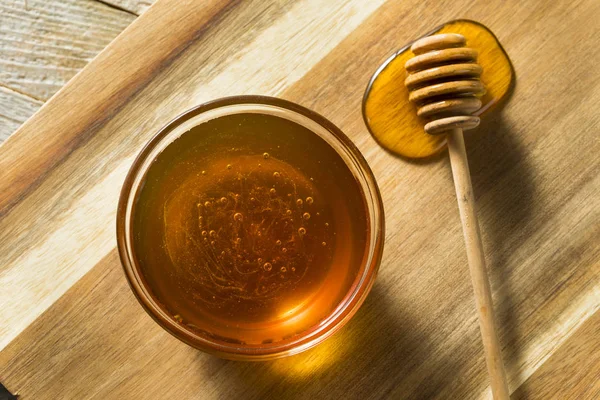 Raw Dark Organic Buckwheat Honey Bowl — Stock Photo, Image