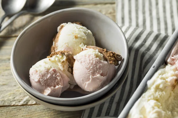 Homemade Neopolitan Ice Cream with Vanilla Chocolate and Strawberry