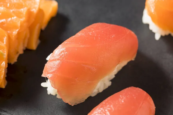 Raw Japanese Salmon Sashimi Wasabi Nigiri — Stock Photo, Image