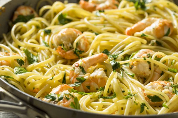 Hausgemachte Zitronengarnelen Scampi Mit Knoblauch Und Petersilie — Stockfoto