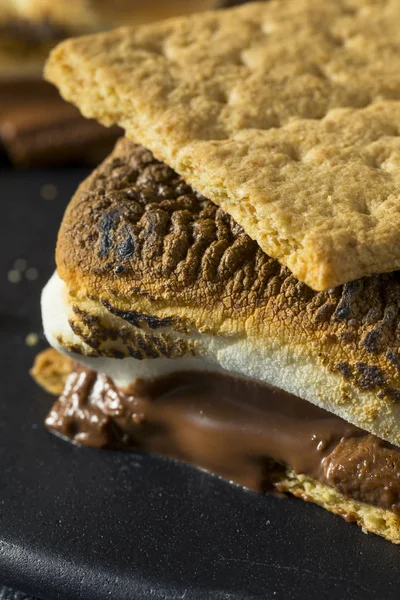 Chocolate Caseiro Smores Com Marshmallows Biscoitos — Fotografia de Stock