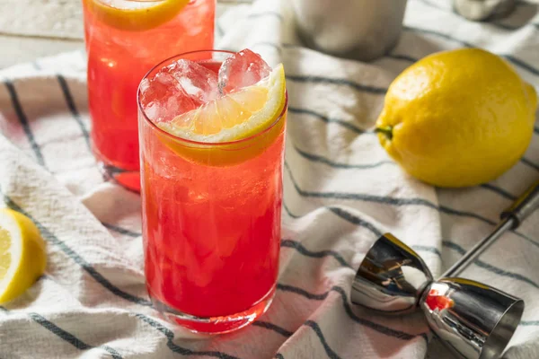 Homemade Sloe Gin Fizz Lemon Juice — Stock Photo, Image