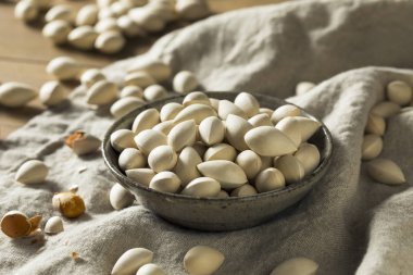 Bir kase içinde çiğ kurutulmuş organik Ginkgo Fındık