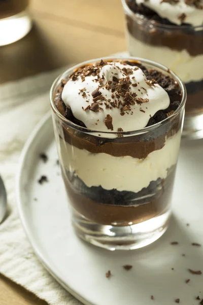 Sweet Homemade Chocolate Parfait Dessert Whipped Cream — Stock Photo, Image