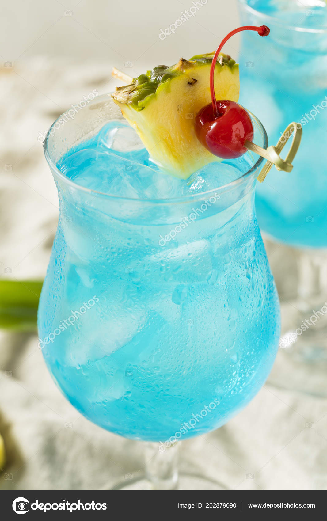 Boozy Blue Hawaii Hurricane Cocktail Rum Pineapple — Stock Photo