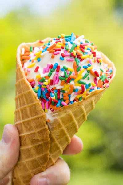 Sweet Sugary Ice Cream Cone Outside Ready to Eat