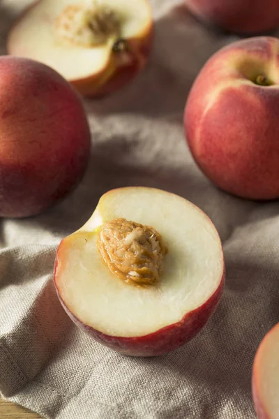 Raw Ripe Organic White Peaches Ready Eat — Stock Photo, Image