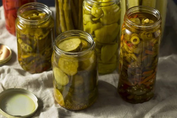 Homemade Pickled Vegetables in Jars Ready to Eat