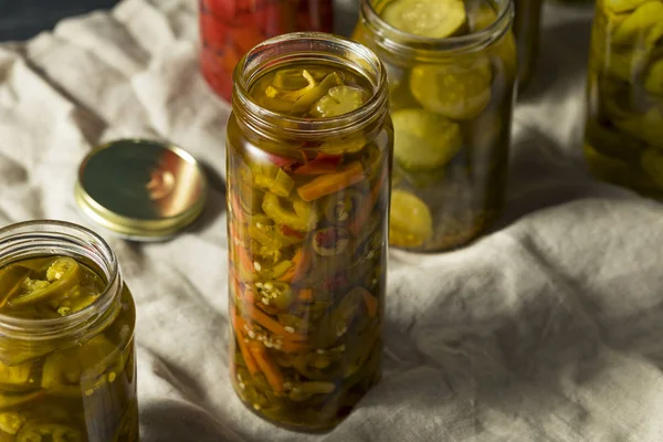 Hausgemachtes Eingelegtes Gemüse Gläsern Fertig Zum Essen — Stockfoto