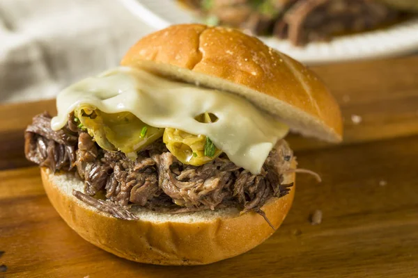 Homemade Mississippi Pot Roast Sandwich Cheese — Stock Photo, Image