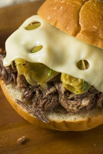 Sándwich Hecho Casa Mississippi Pot Asado Con Queso — Foto de Stock