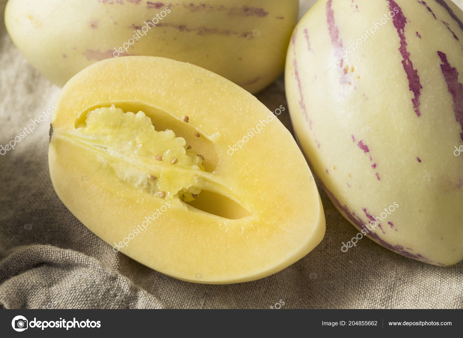 Raw White Organic Pepino Melons Ready Eat Stock Photo by ©bhofack2 204855662