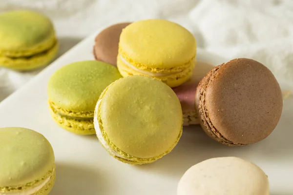 Bunte Hausgemachte Süße Französische Macarons Zum Dessert — Stockfoto