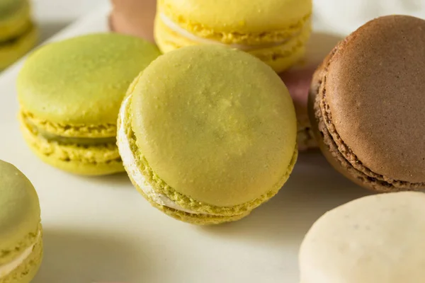 Bunte Hausgemachte Süße Französische Macarons Zum Dessert — Stockfoto