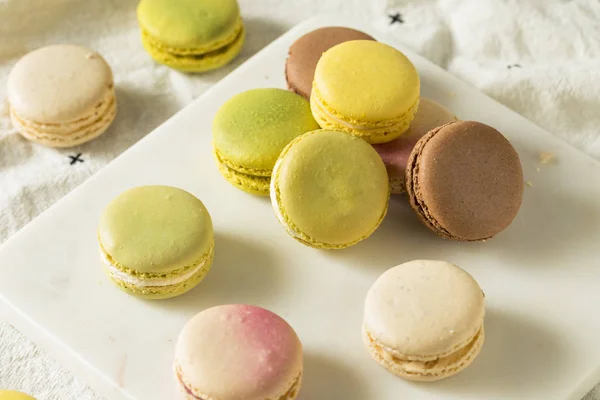 Bunte Hausgemachte Süße Französische Macarons Zum Dessert — Stockfoto