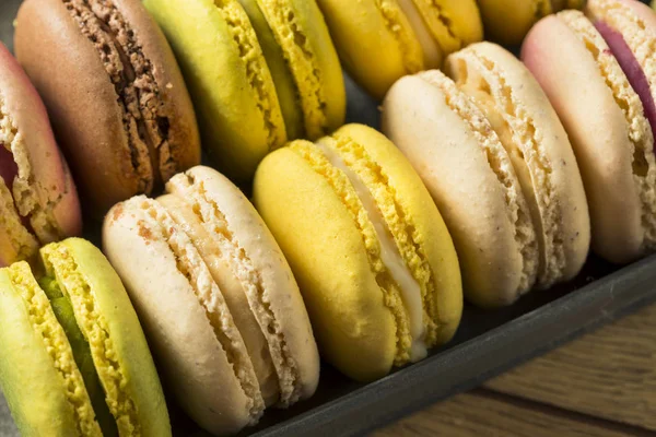 Bunte Hausgemachte Süße Französische Macarons Zum Dessert — Stockfoto