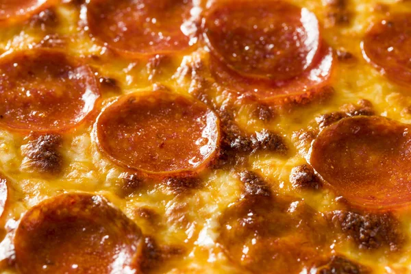 Pepperoni Gorduroso Caseiro Pizza Nova York Pronta Para Comer — Fotografia de Stock