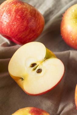 Çiğ kırmızı organik Honeycrisp elma yemeye hazır