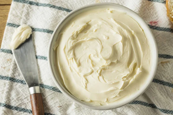 Hausgemachter Fettarmer Frischkäse Einer Schüssel — Stockfoto