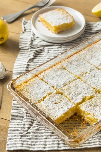 Sweet Homemade Lemon Bars Powdered Sugar Dessert — Stock Photo, Image