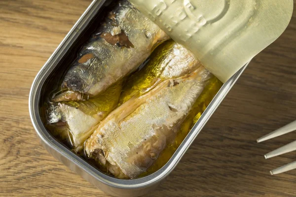 Organic Salty Canned Sardines Olive Oil — Stock Photo, Image