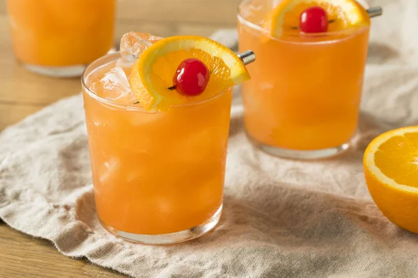 Swizzle Rhum Alcoolisé Sucré Avec Orange Ananas — Photo