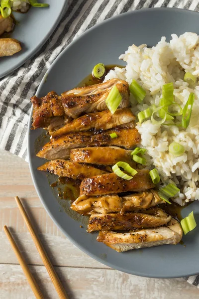 Sweet Homemade Teriyaki Chicken White Rice — Stock Photo, Image