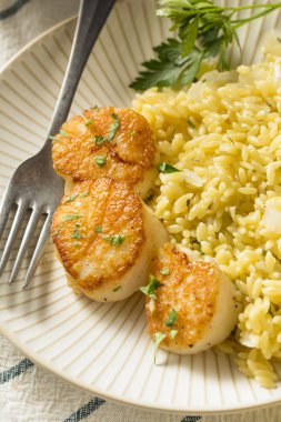 Et suyu, kurutulmuş tarak panned yemeye hazır