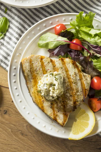 Organic Grilled Swordfish Steak with a Side Salad