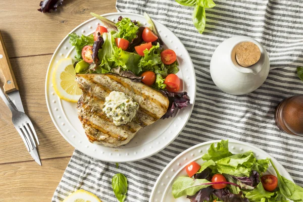 Organic Grilled Swordfish Steak with a Side Salad