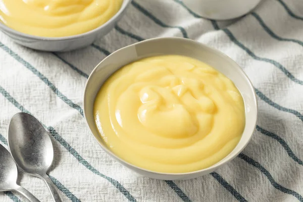 Facut Acasa Vanilla Custard Budinca Intr Castron — Fotografie, imagine de stoc