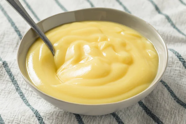 Homemade Vanilla Custard Pudding Bowl — Stock Photo, Image