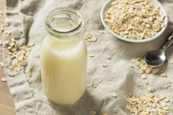 Leche Avena Blanca Orgánica Vaso —  Fotos de Stock