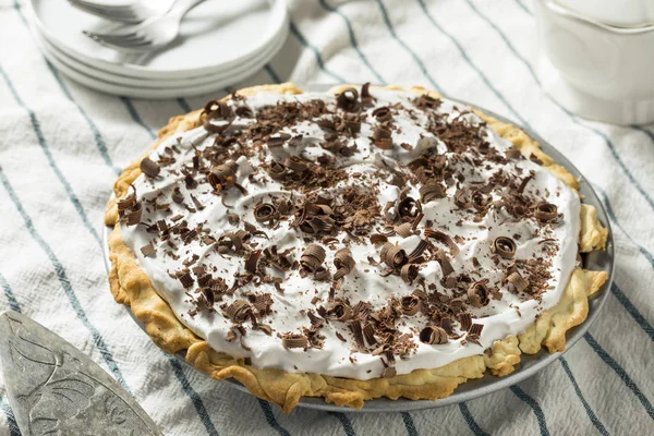 Sweet Homemade French Silk Pie Chocolate Shavings — Stock Photo, Image